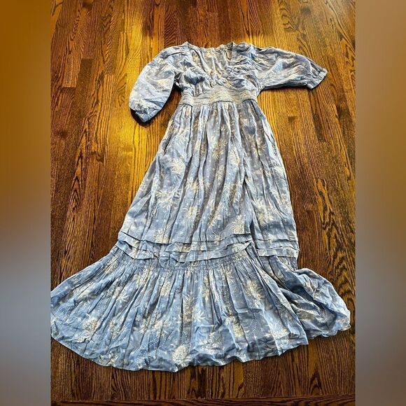 Free People size Large Golden Hour Maxi Dress Color: Blue Violet Combo - Picture 5 of 8